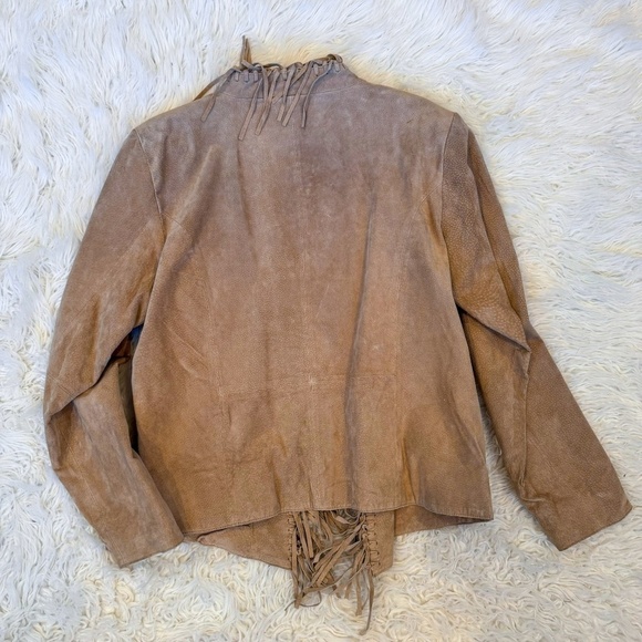 Vintage Suede Fringe Genuine Leather Jacket MACHINE WASHABLE Size Large - Picture 7 of 11